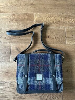 Harris Tweed 100% Pure New Wool Plaid Messenger Bag